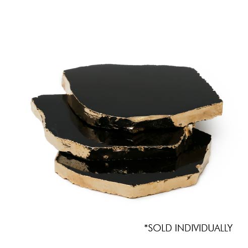 Black Obsidian Coaster (Gold sides)