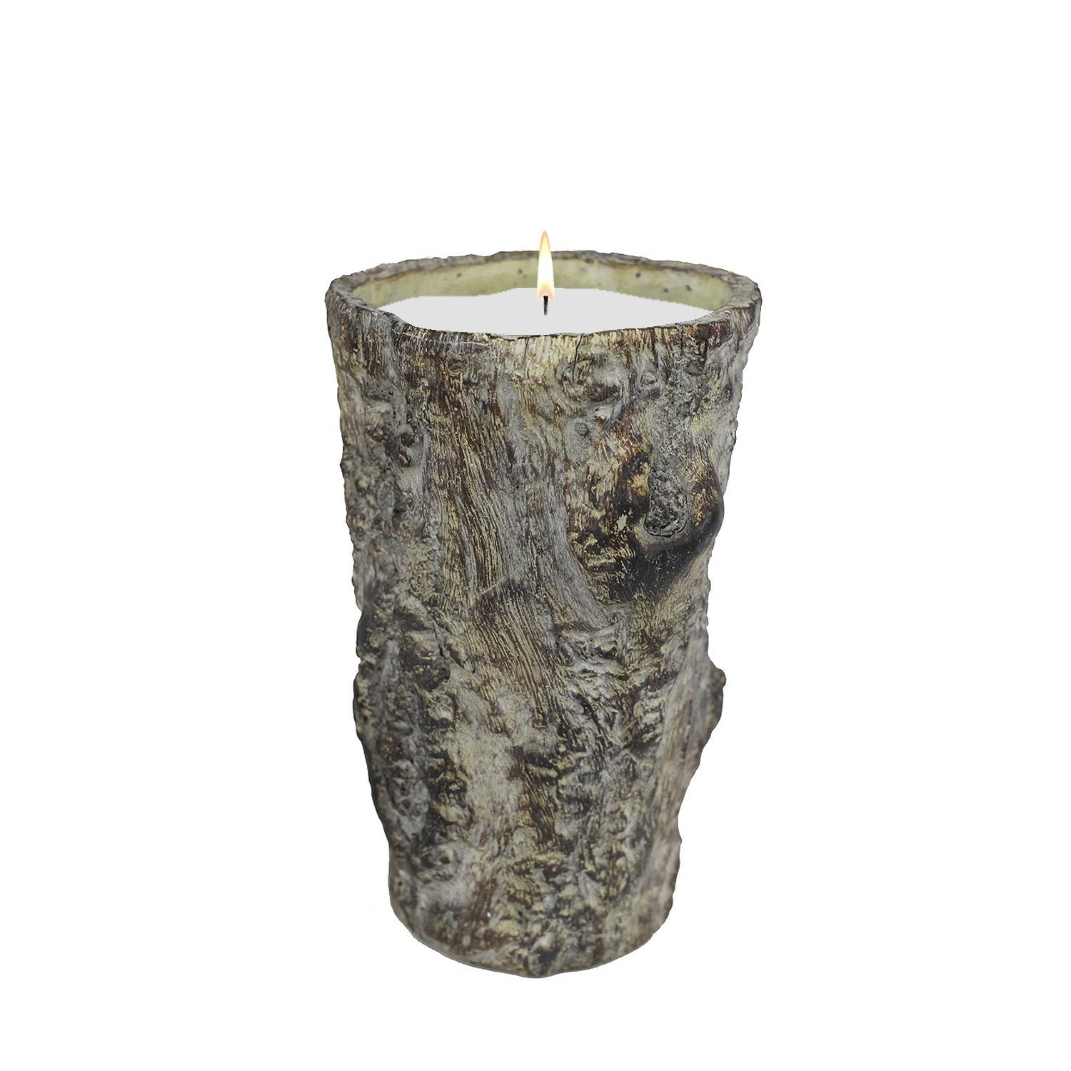 Stone Candles Cement in Wood Tapered Wood 60oz