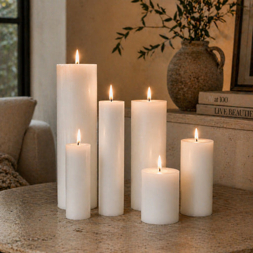 Stone Candles Unscented Pillars Collection