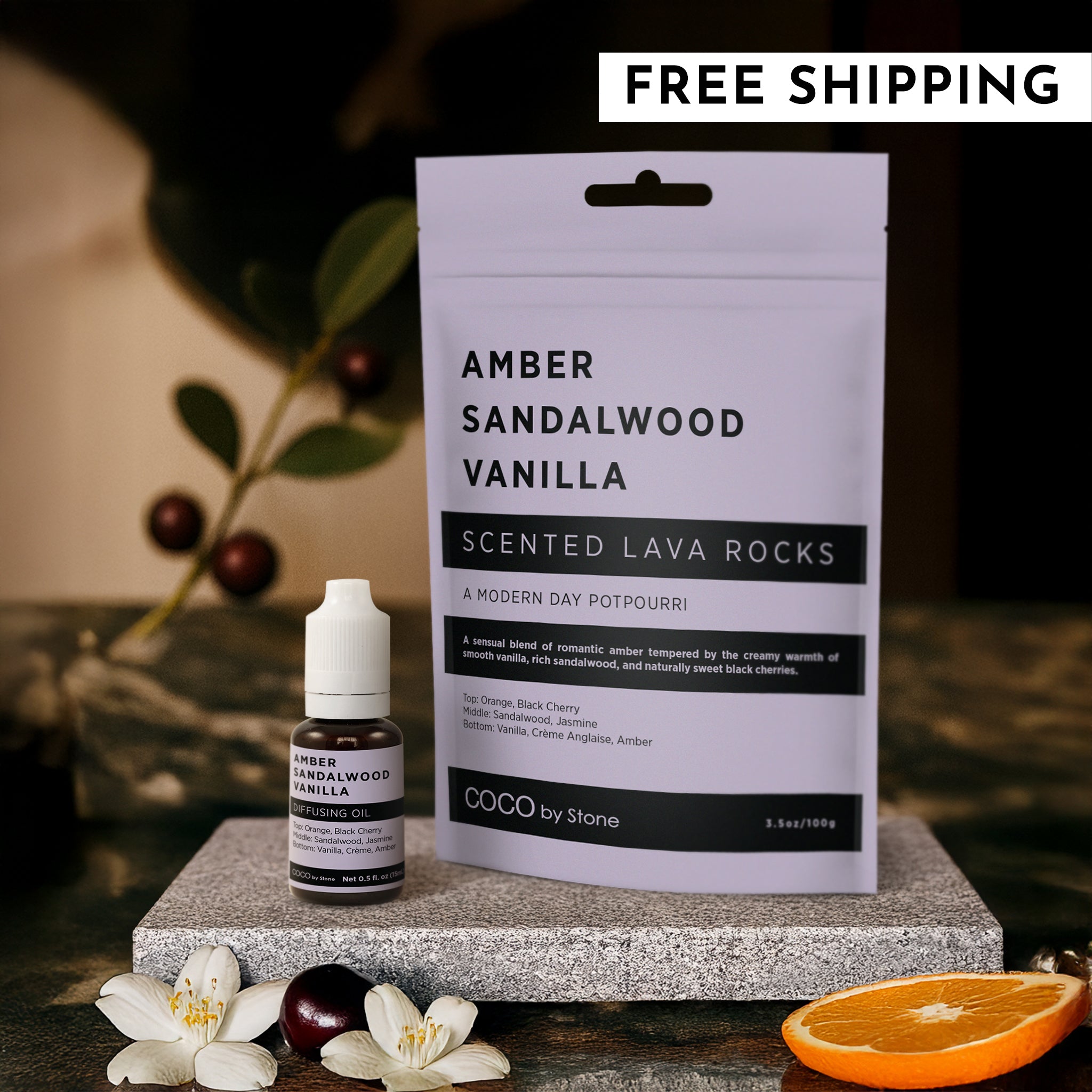 Scented Lava Rocks with Oil Starter Pack (Amber | Sandalwood | Vanilla)