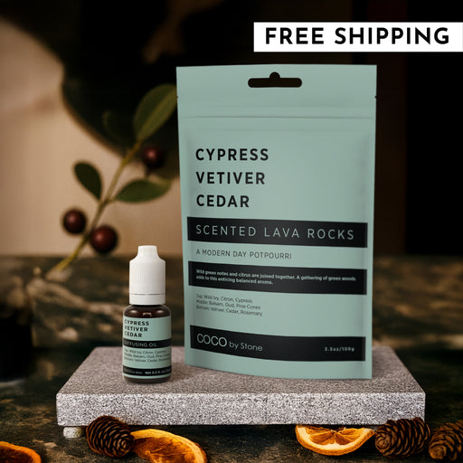 Scented Lava Rocks with Oil Starter Pack (Cypress | Vetiver | Cedar)