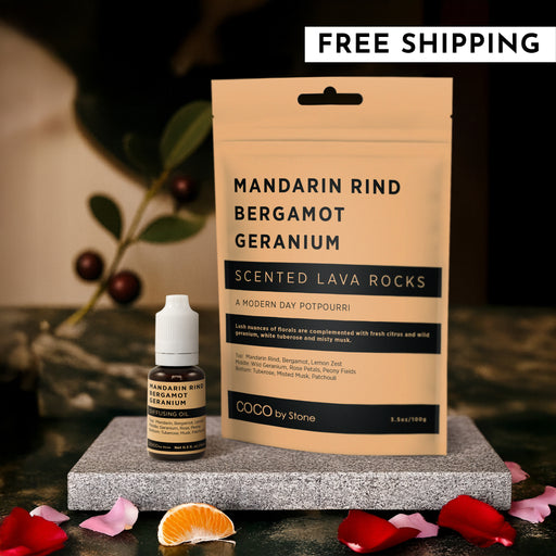 Scented Lava Rocks with Oil Starter Pack (Mandarin Rind | Bergamot | Geranium)