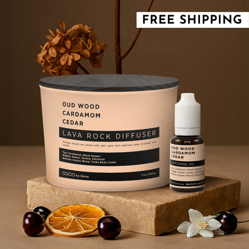 Lava Rock Diffuser with Oil Starter Pack (Oud Wood | Cardamom | Cedar)