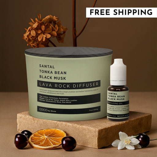 Lava Rock Diffuser with Oil Starter Pack (Santal | Tonka Bean | Black Musk)