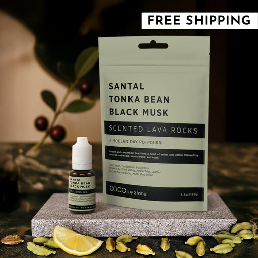 Scented Lava Rocks with Oil Starter Pack (Santal | Tonka Bean | Black Musk)