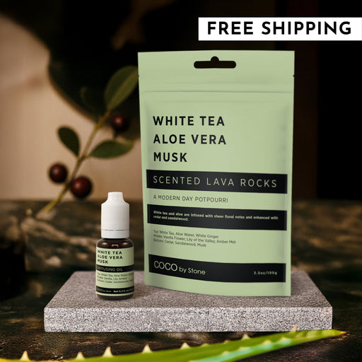Scented Lava Rocks with Oil Starter Pack (White Tea | Aloe Vera | Musk)