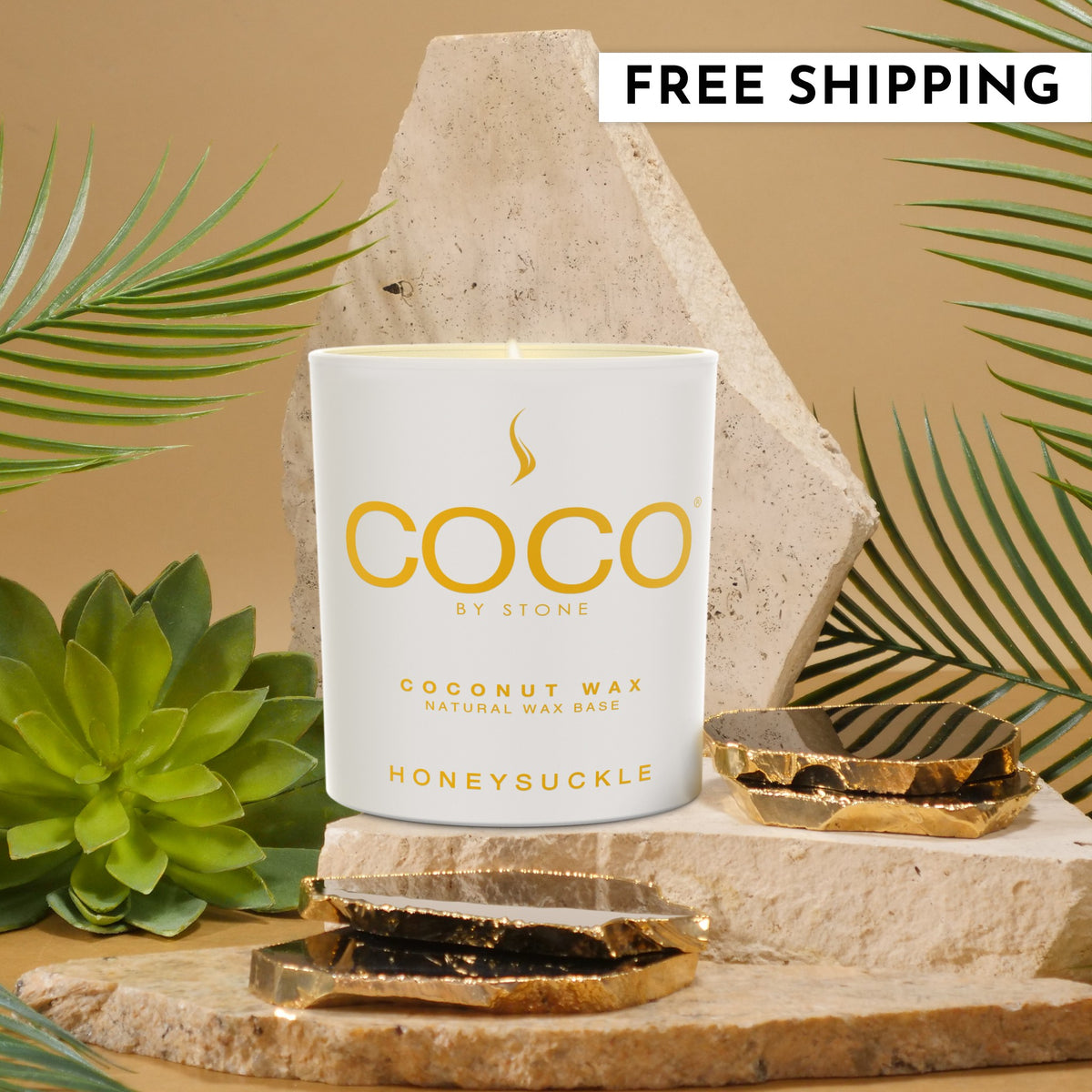 Honeysuckle Natural Coconut Apricot Wax Candle