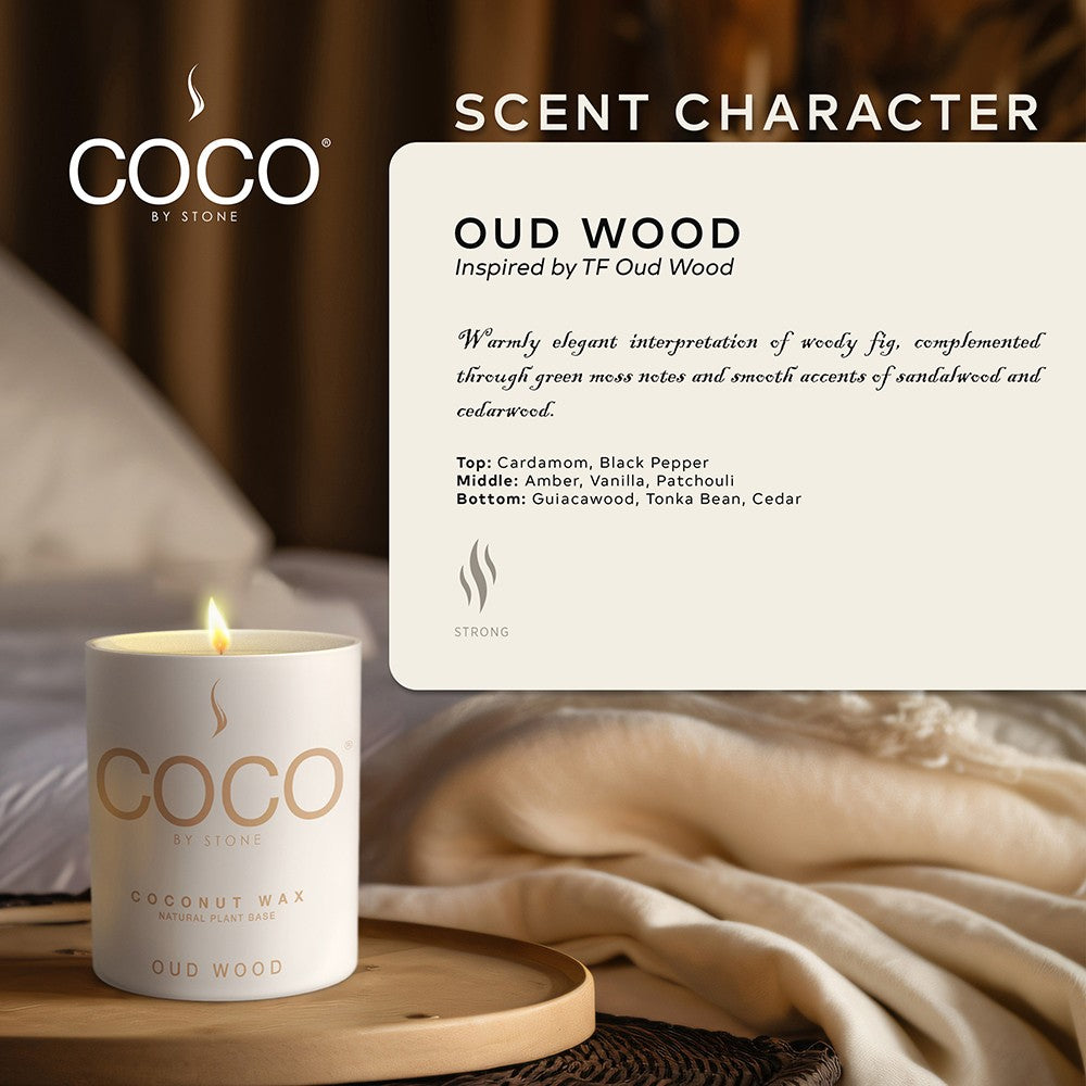 Oud Wood Natural Coconut Apricot Wax Candle
