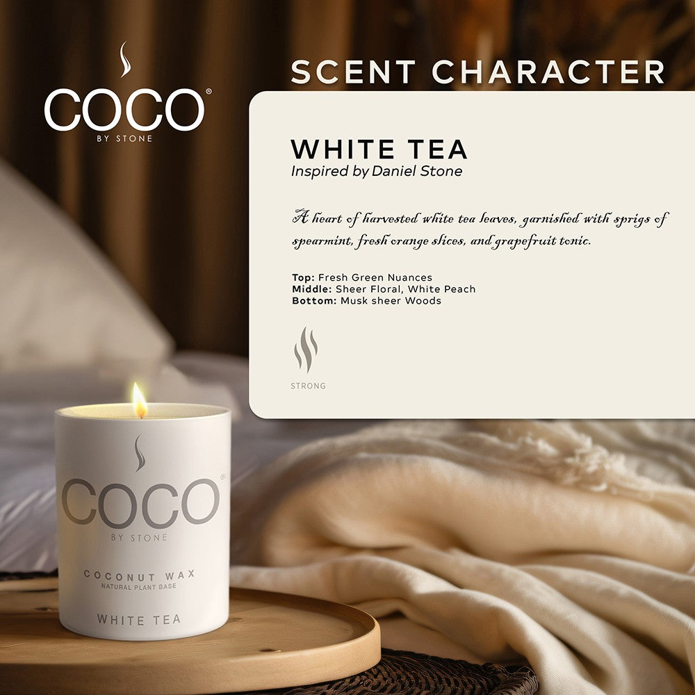 White Tea Natural Coconut Apricot Wax Candle