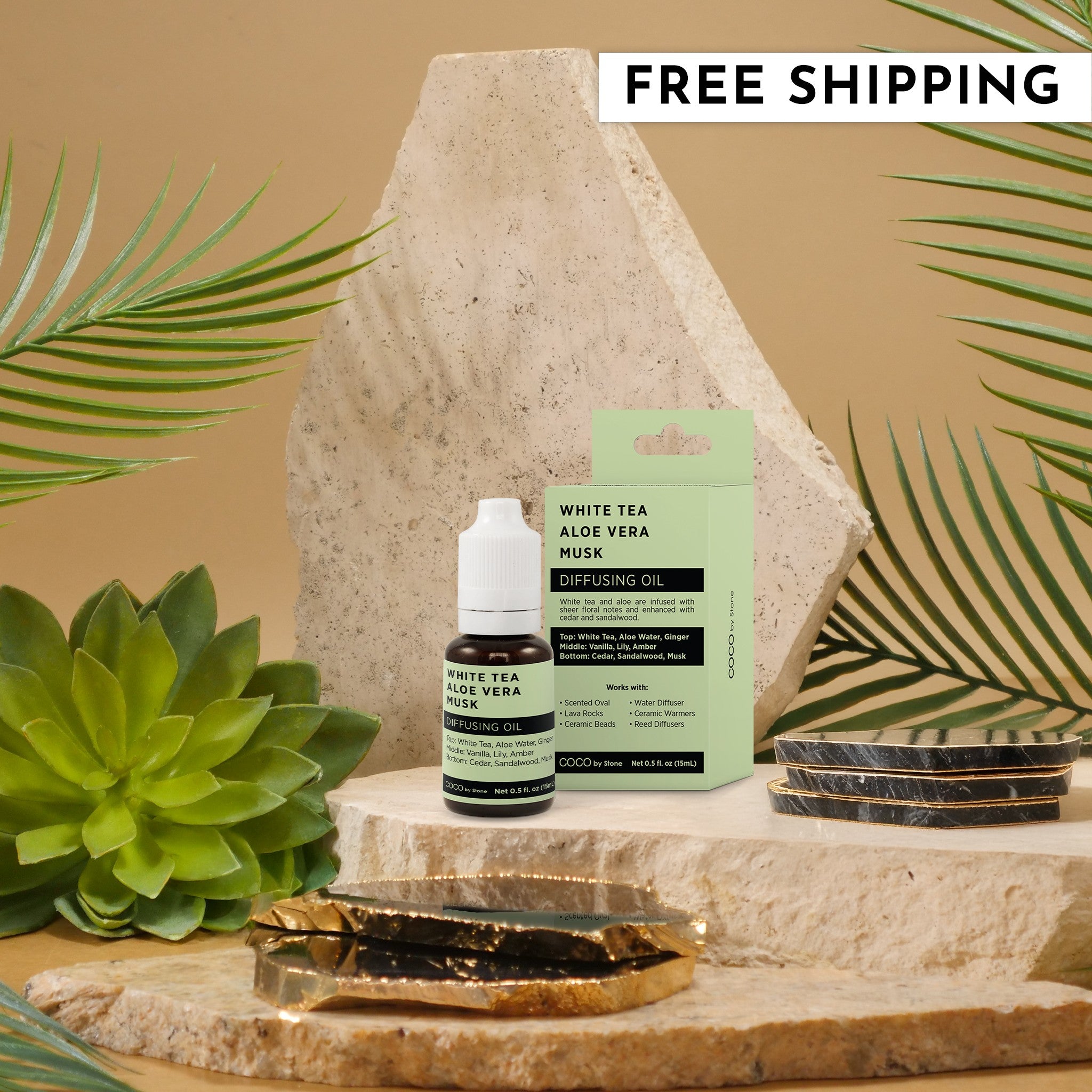 white tea and lily oil COCO By Stone Diffusing Oil White Tea | Aloe Vera | Musk