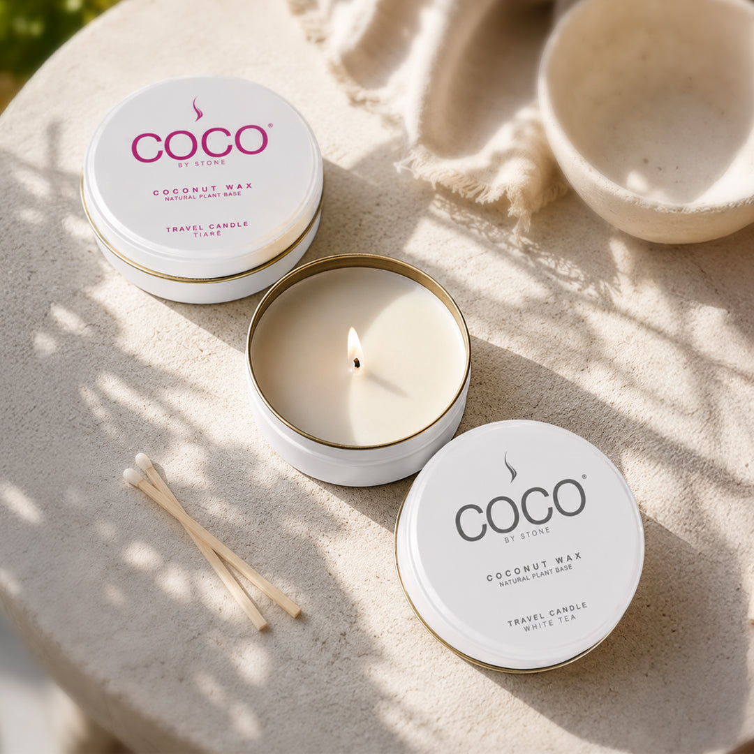 3.5oz White Tea Natural Coconut Apricot Wax Travel Tin Candle