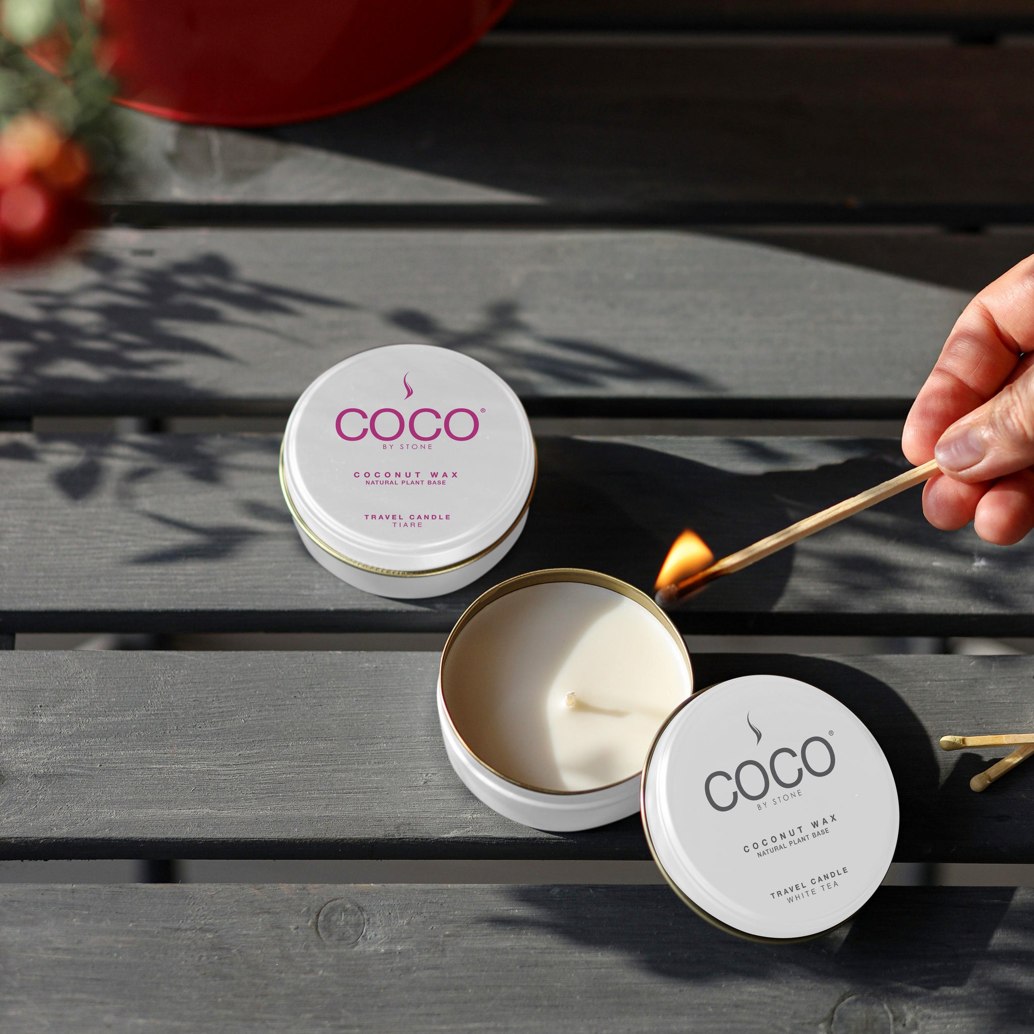 3.5oz White Tea Natural Coconut Apricot Wax Travel Tin Candle