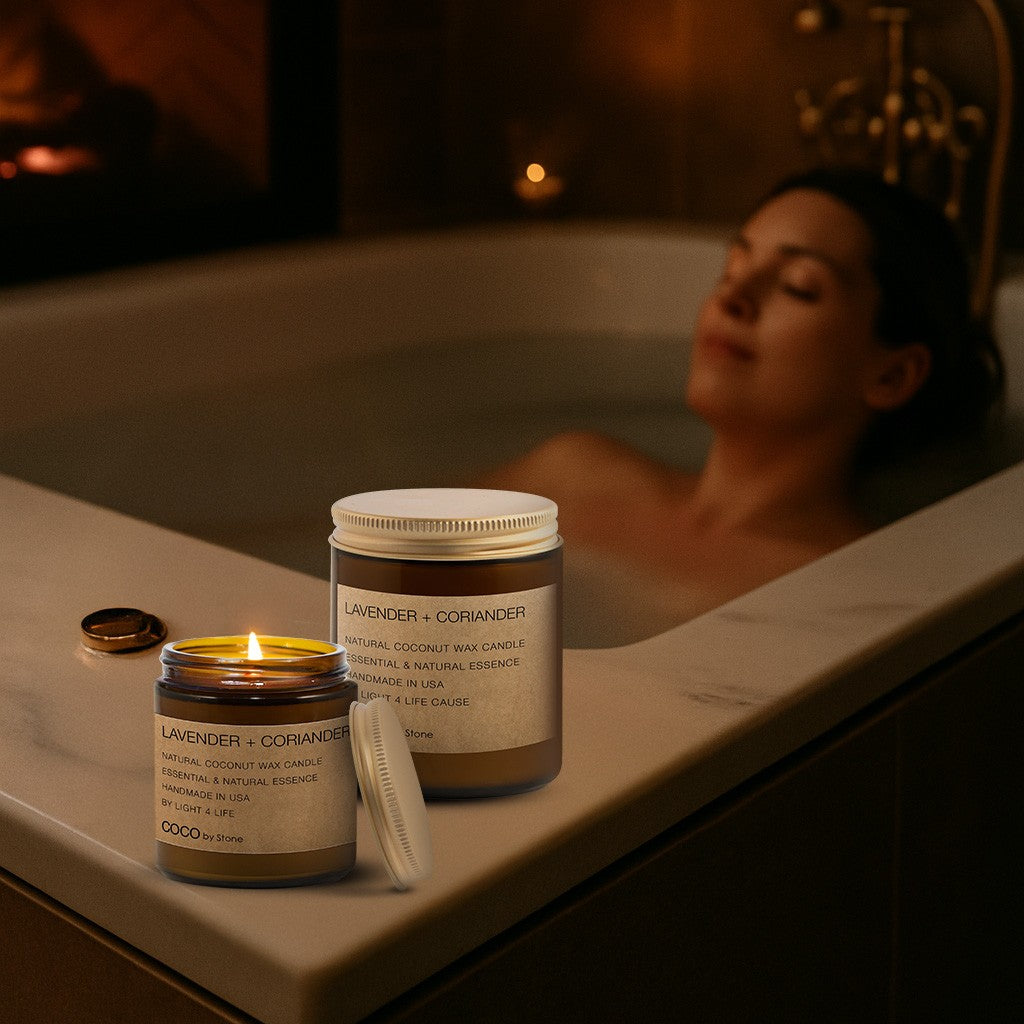 3.5oz Lavender + Coriander Natural Coconut Apricot Wax Candle