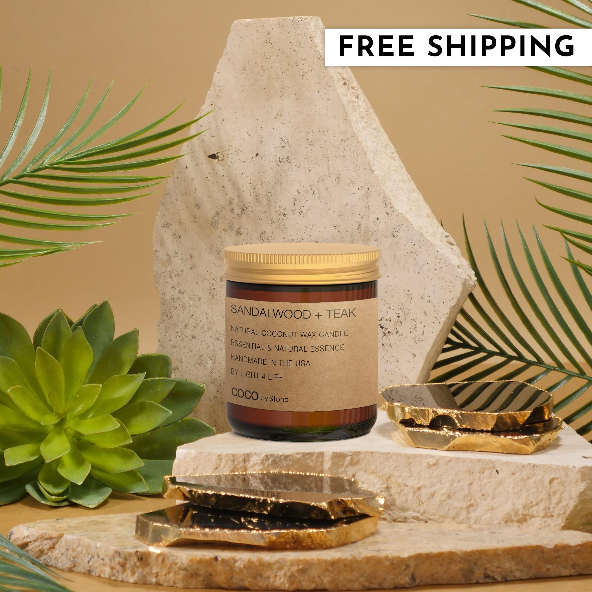 3.5oz Sandalwood + Teak Natural Coconut Apricot Wax Candle