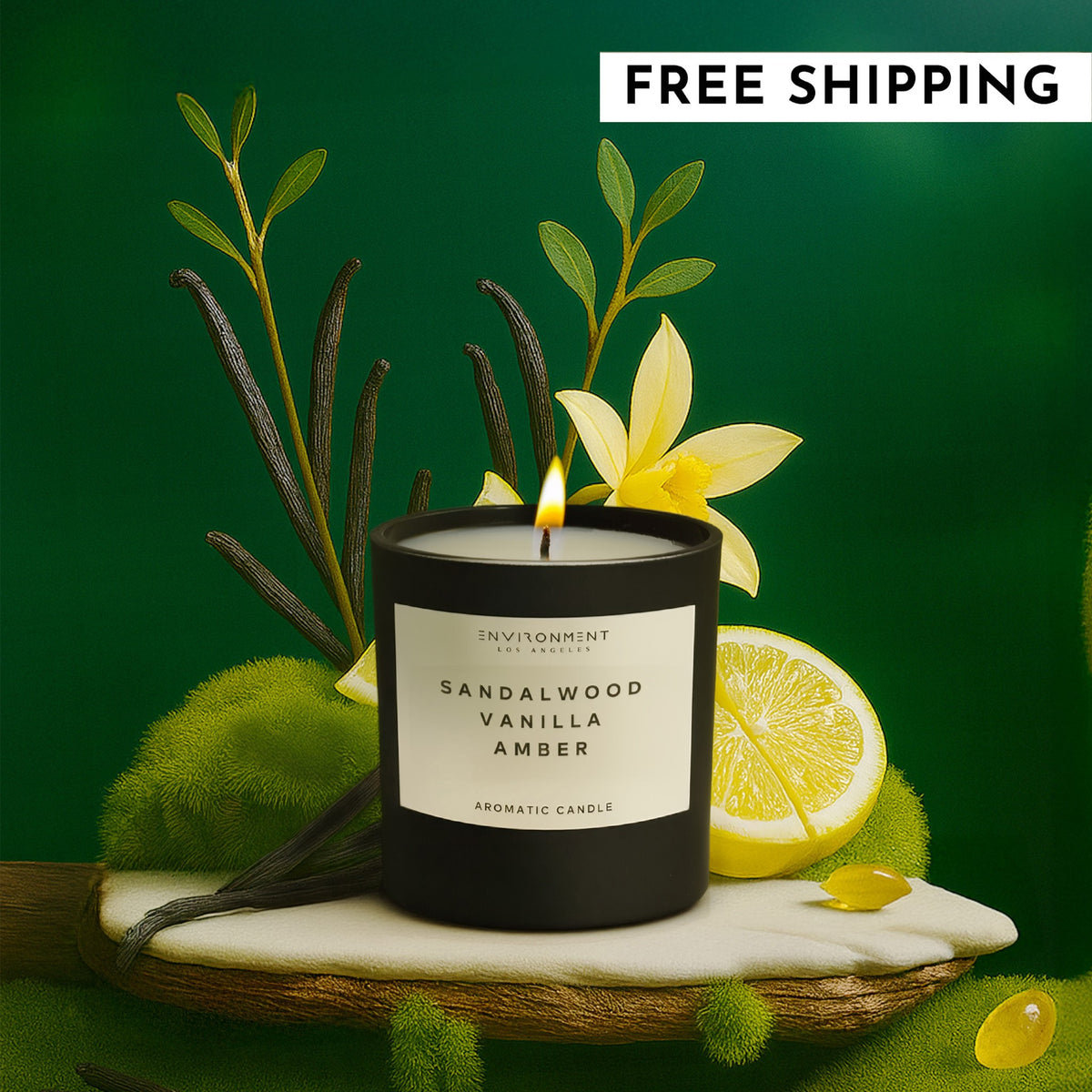 8oz Sandalwood | Vanilla | Amber Candle with Lid and Box (Inspired by