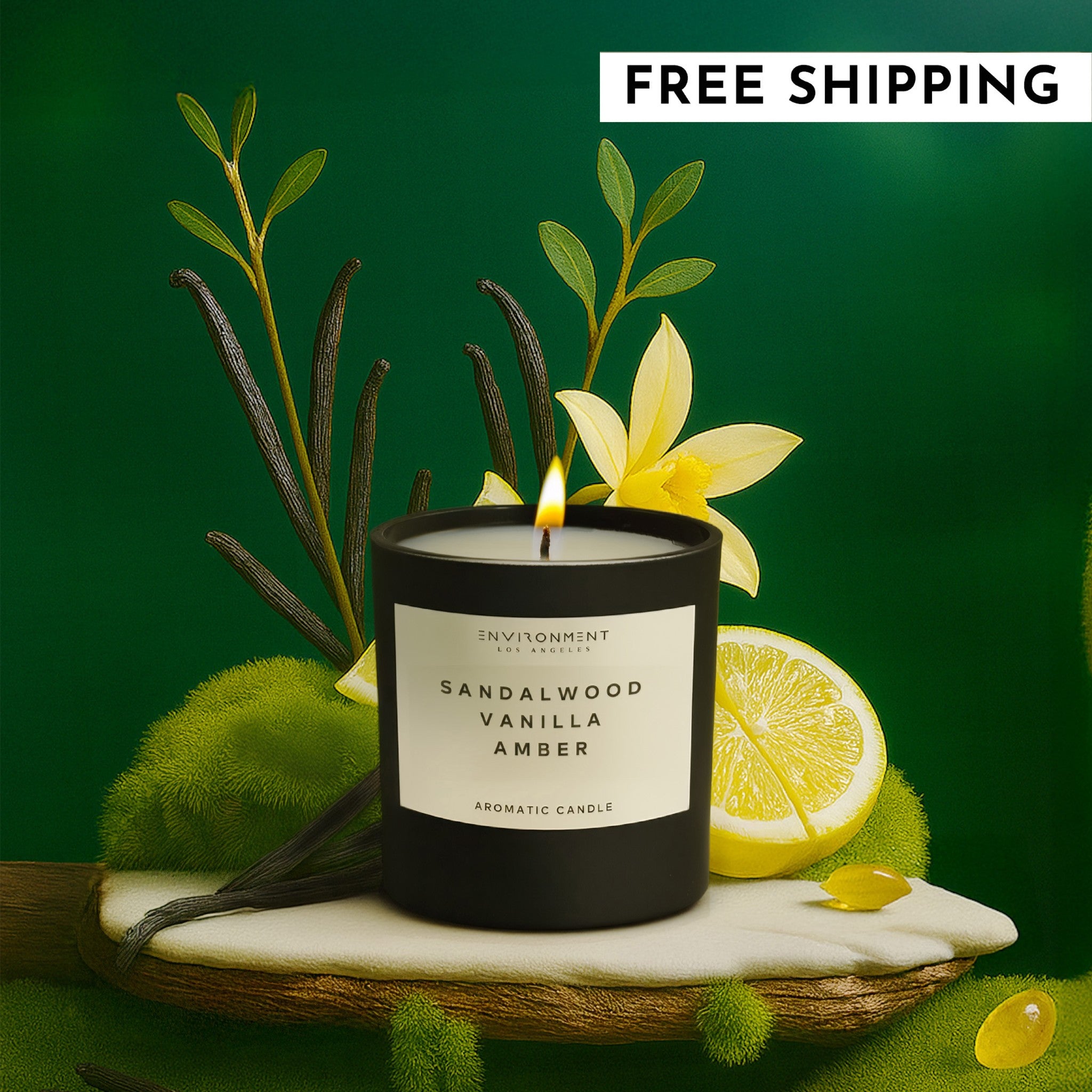8oz Sandalwood | Vanilla | Amber Candle with Lid and Box (Inspired by Hotel Costes®)