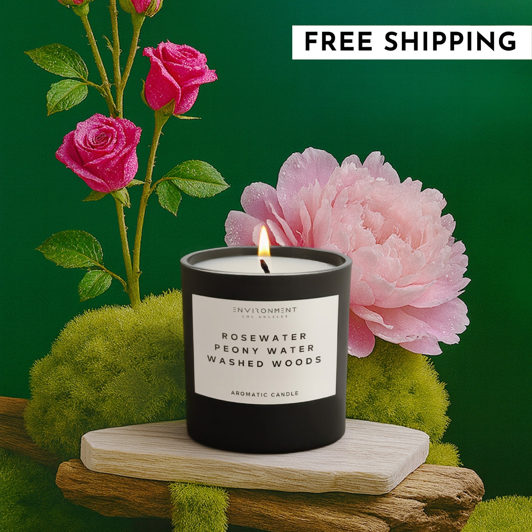 8oz Rosewater | Peony Water | Washed Woods Candle with Lid and Box (Inspired by Issey Miyake L'Eau d'Issey®)