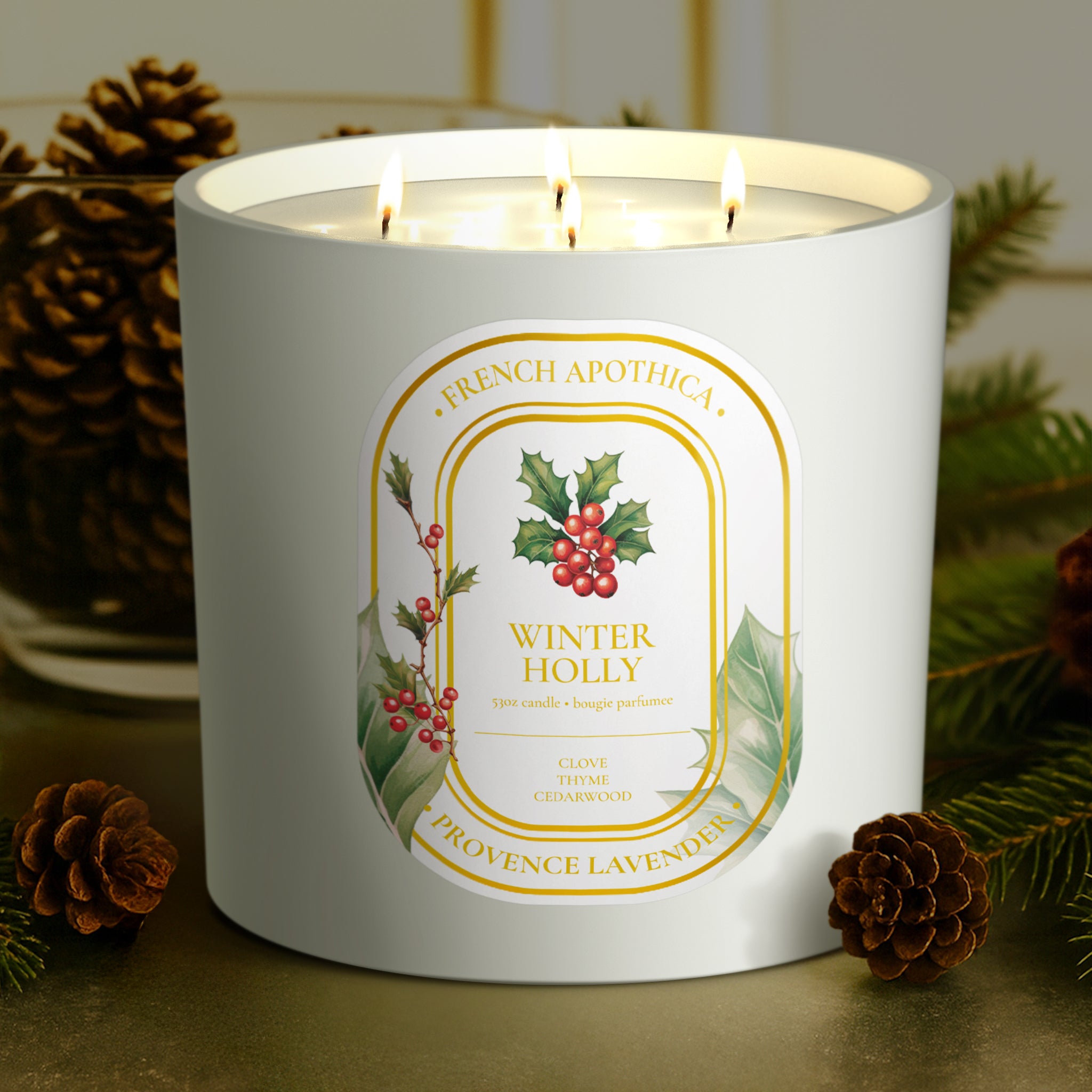 53oz French Apothica Winter Holly Candle