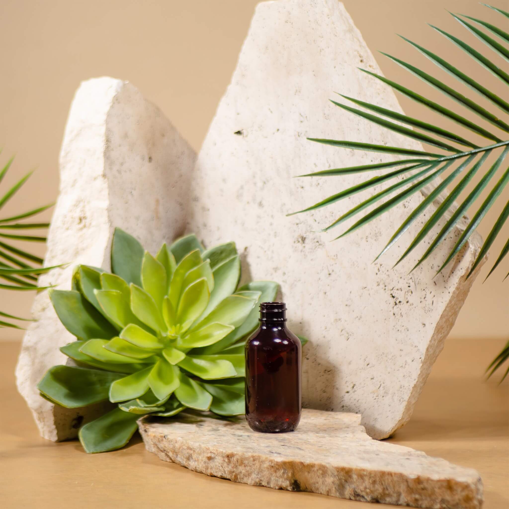 60ml (2oz) Amber European Plastic Bottle - 20-410 Neck Thread