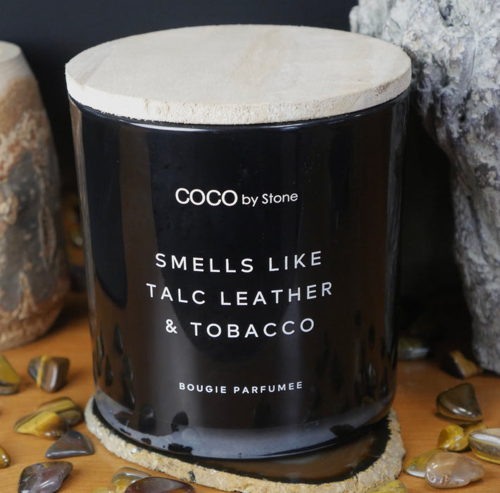 15oz Smells Like Talc Leather & Tobacco Candle