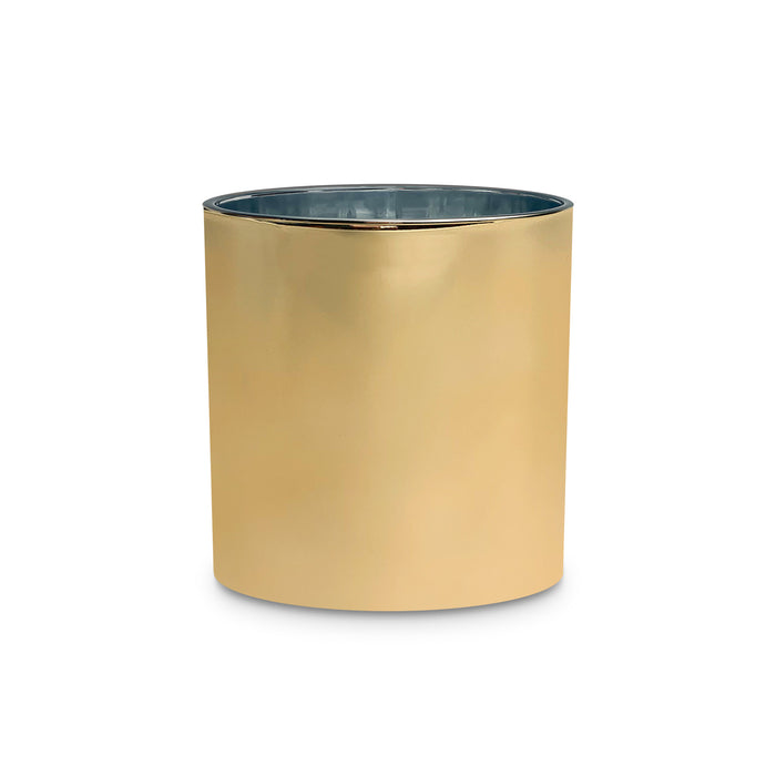Gold Electroplate Heavy Rocks Candle Glass
