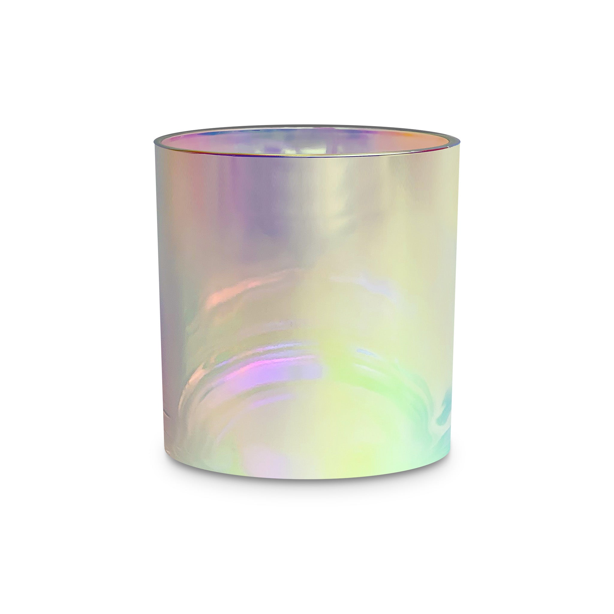 Holographic Electroplate Heavy Rocks Candle Glass