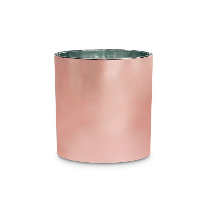 Rose Gold Electroplate Heavy Rocks Candle Glass
