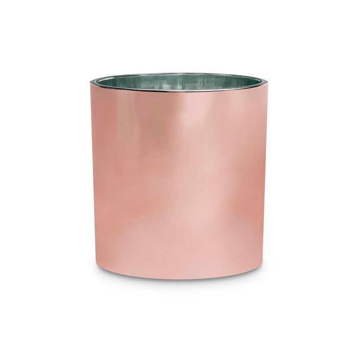 Rose Gold Electroplate Heavy Rocks Candle Glass