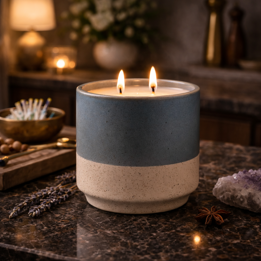 Miguel Blue & Cream Vessel Candle