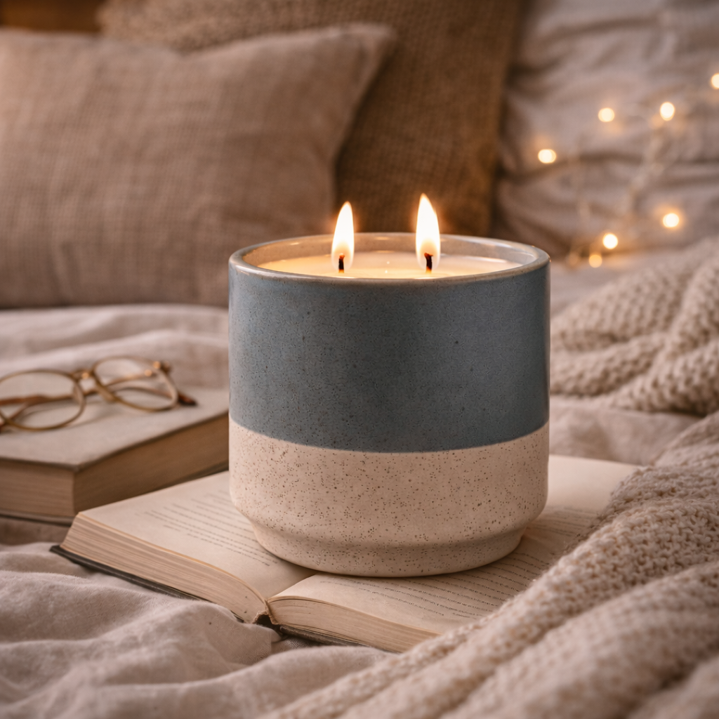 Miguel Blue & Cream Vessel Candle