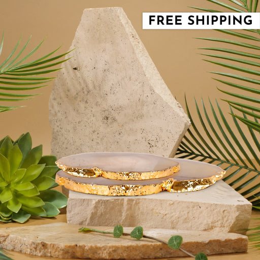 Natural Stone Gold Chrome Agate Coaster