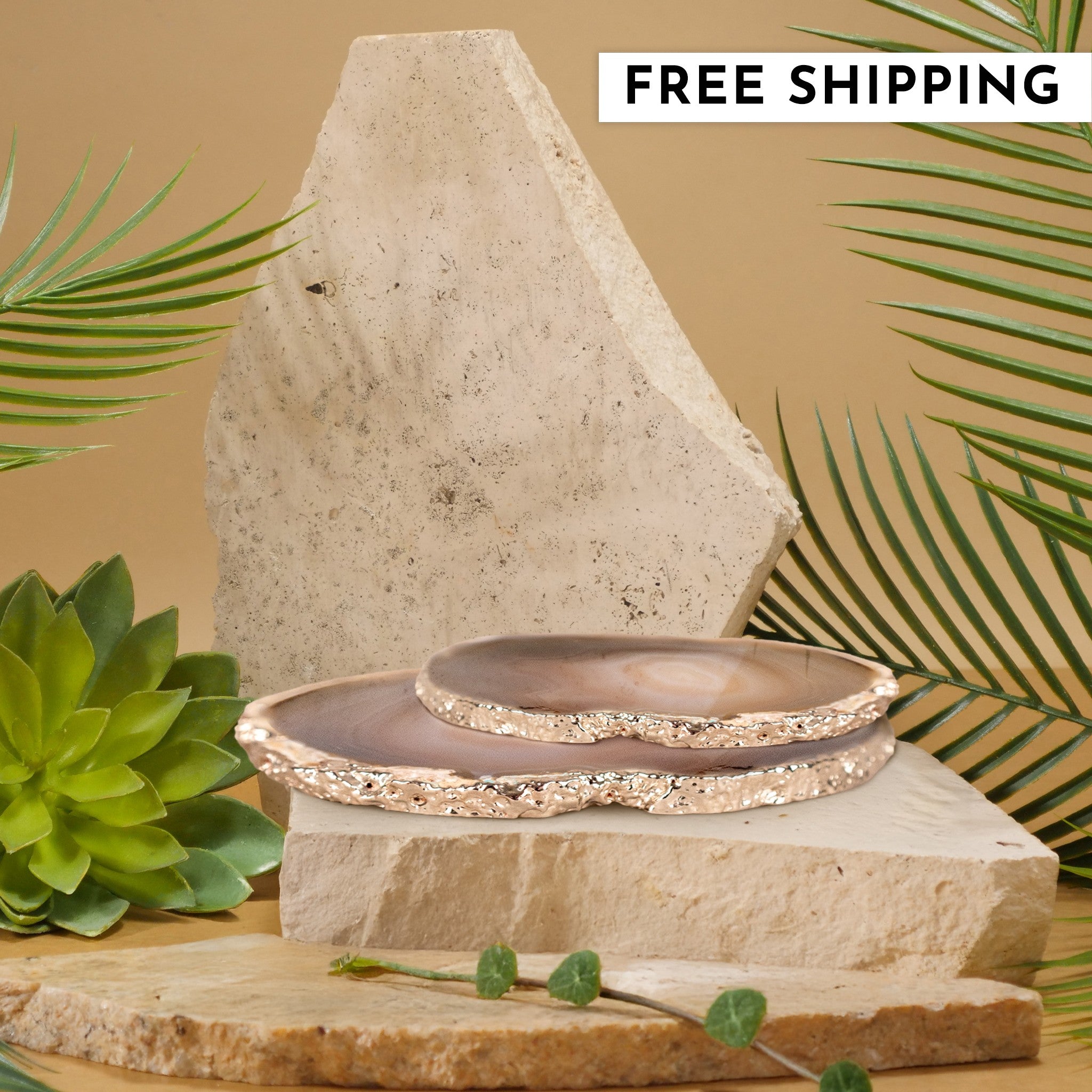 Natural Stone Silver Chrome Agate Coaster