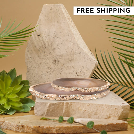 Natural Stone Silver Chrome Agate Coaster