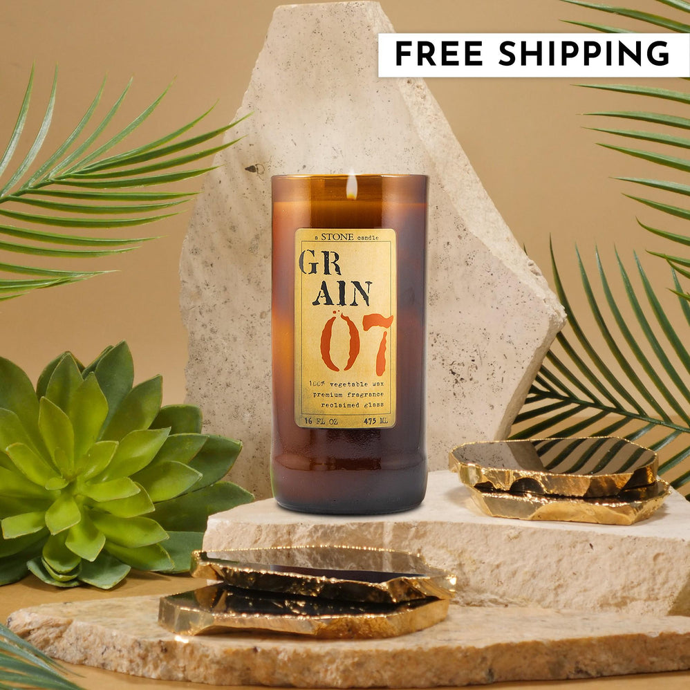 Reclaimed Bottles Stone Candles Reclaimed Candles