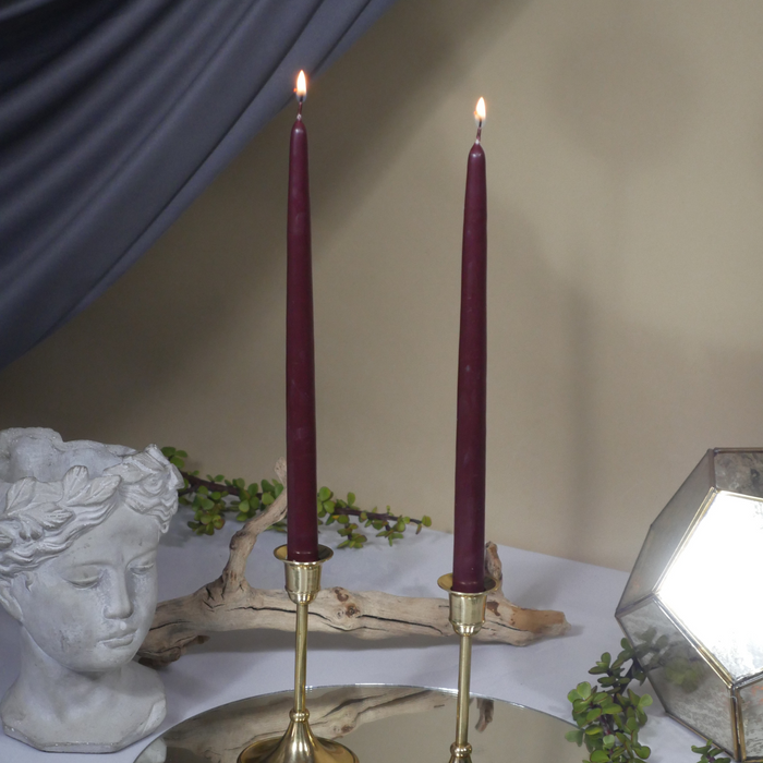 12" Joint Wick Burgundy Pair Candle