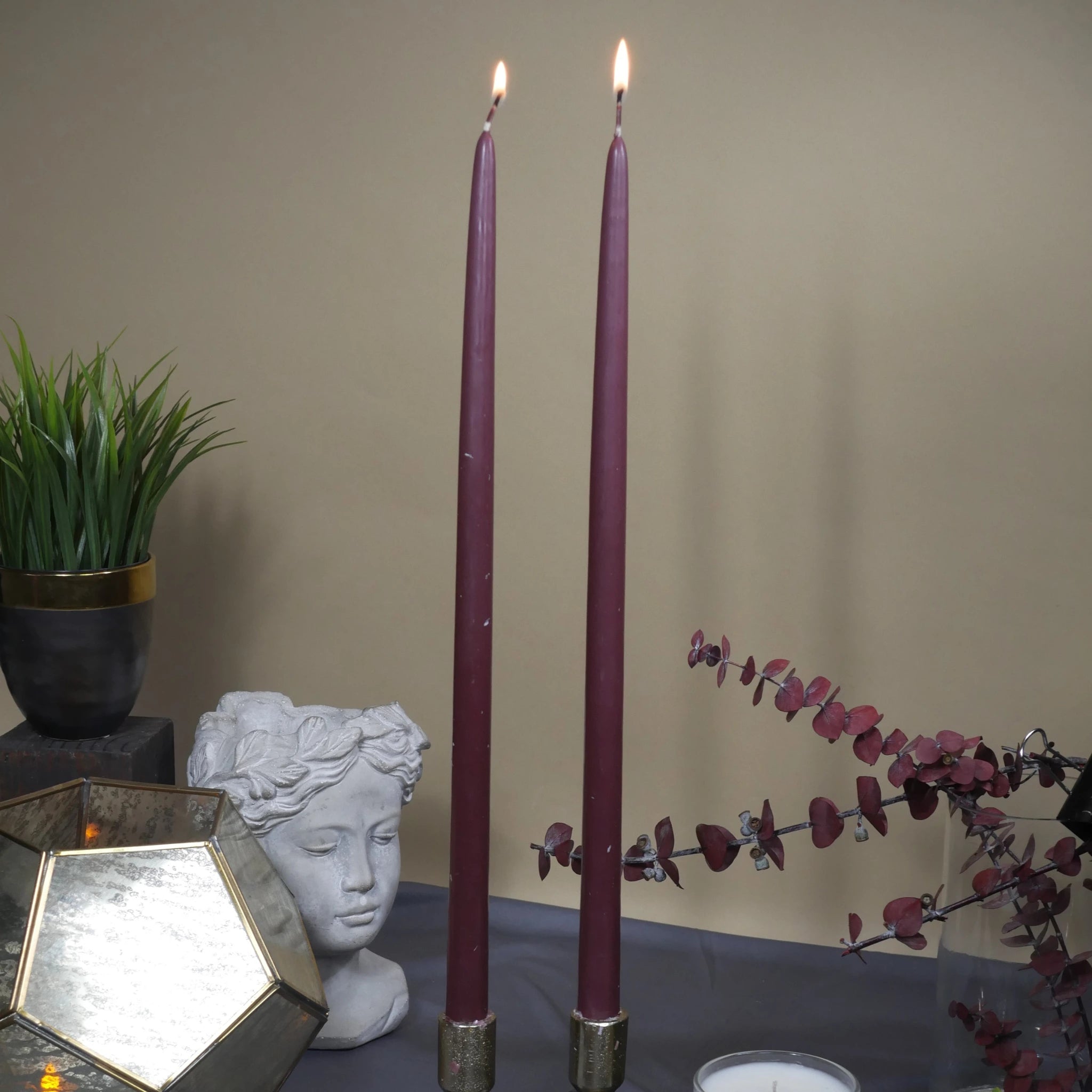 18" Joint Wick Burgundy Pair Candle