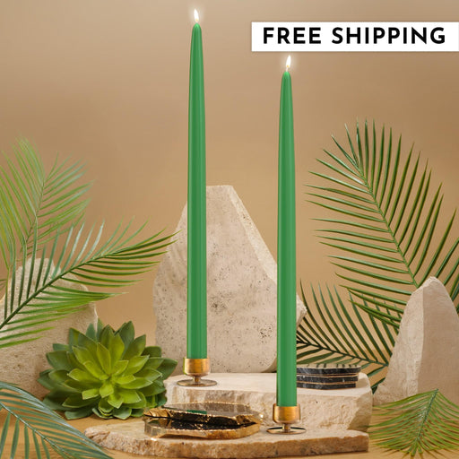 15" Joint Wick Green Pair Candle