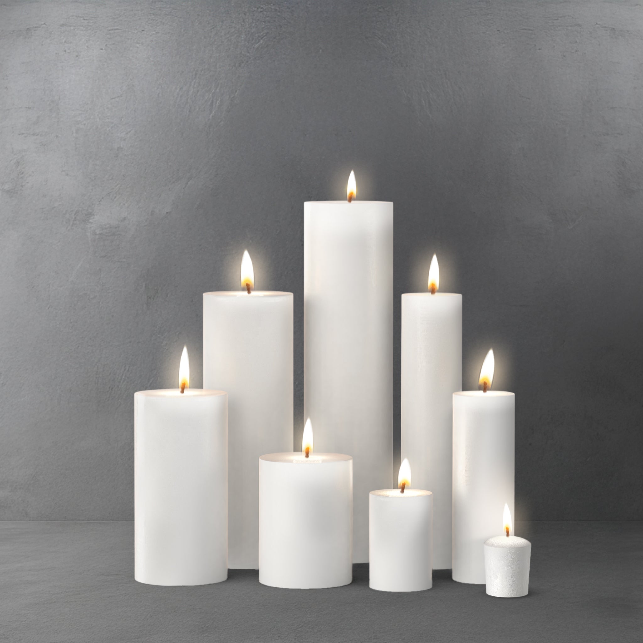 Votive ($0.69 each)┃144pcs/case┃Long burn time,2"x3" ($1.66 each)┃24pcs/case┃Long burn time,2"x6" ($2.75 each)┃24pcs/case┃Long burn time,2"x9" ($4.66 each)┃12pcs/case┃Long burn time,3"x4" ($4.16 each)┃12pcs/case┃Long burn time,3"x6" ($5.41 each)┃12pcs/case┃Long burn time,3"x9" ($9.16 each)┃6pcs/case┃Long burn time,3"x12" ($13.25 each)┃6pcs/case┃Long burn time