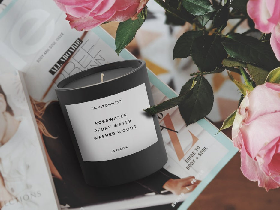 8oz Rosewater | Peony Water | Washed Woods Candle (Inspired by d'Issey Miyake®)