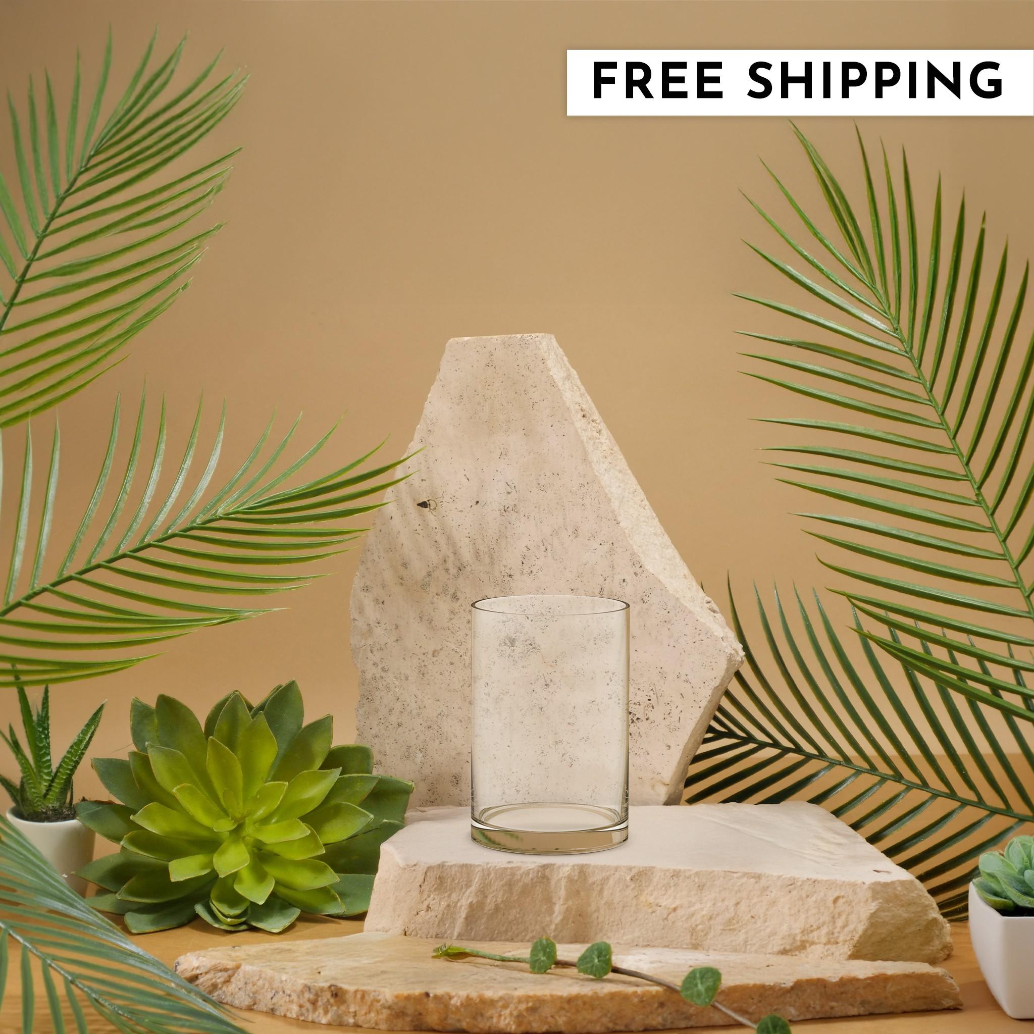 Stone Candles Candle Holder Glass Vessel 4"x6"