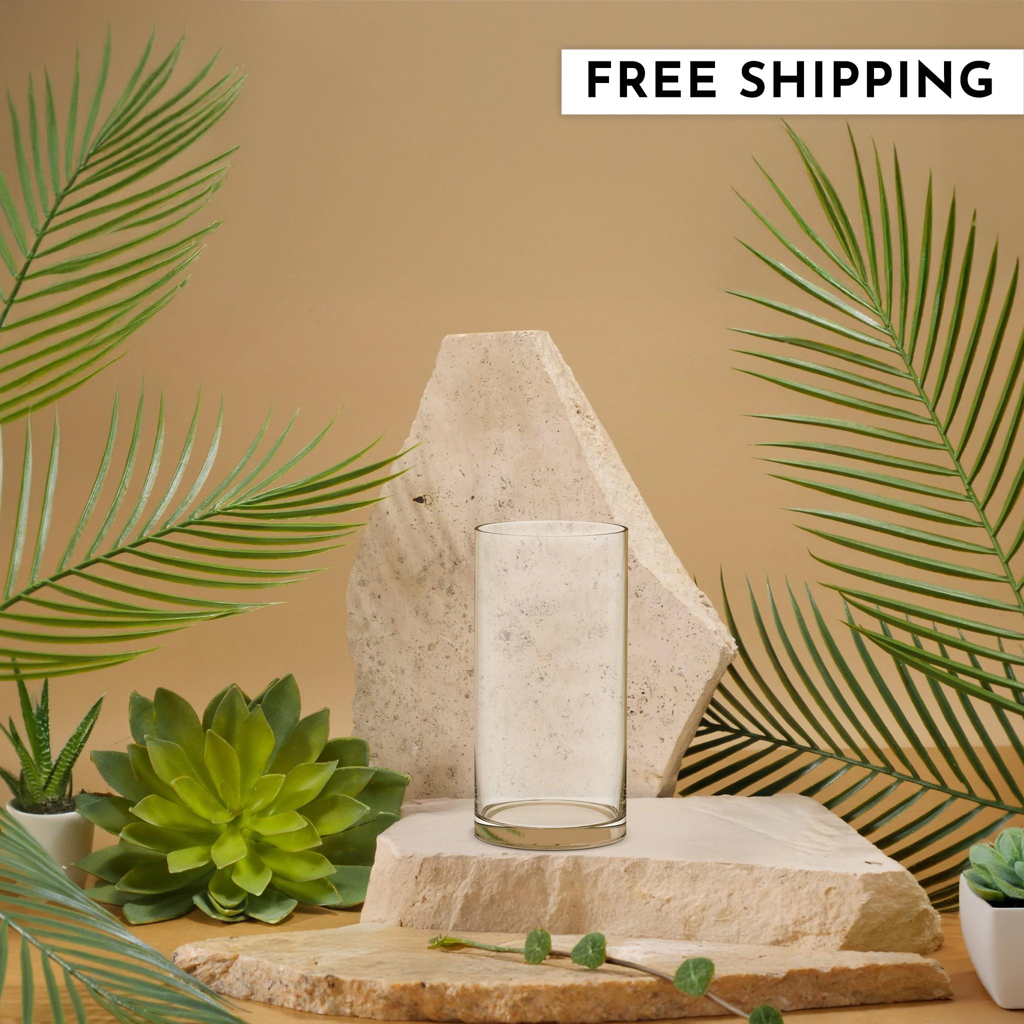 Stone Candles Candle Holder Glass Vessel 4"x8"