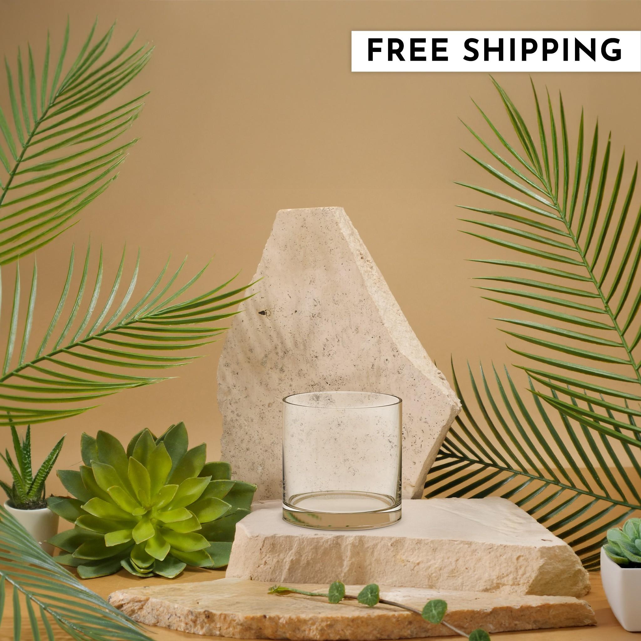 Stone Candles Candle Holder Glass Vessel 5"x5"