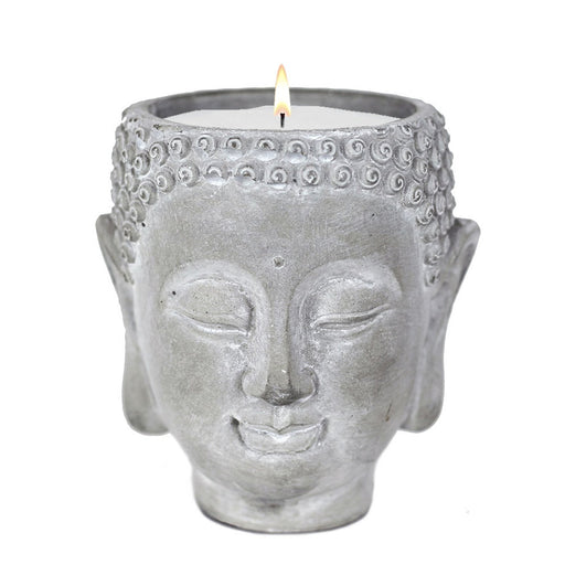 Stone Candles Cement in Wood Buddha Head 12oz
