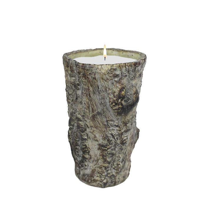Stone Candles Cement in Wood Tapered Wood 60oz