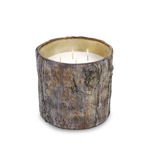 Stone Candles Cement in Wood Tree Trunk Pot 140oz