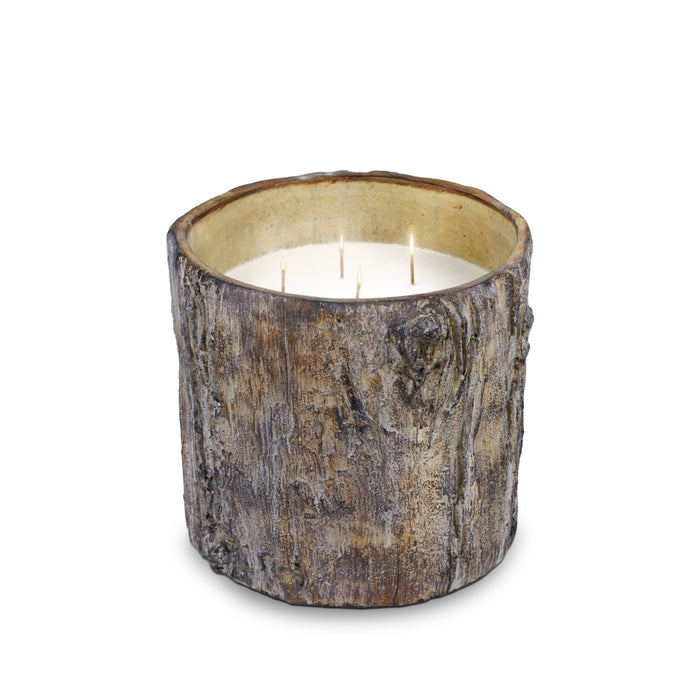 Stone Candles Cement in Wood Tree Trunk Pot 140oz