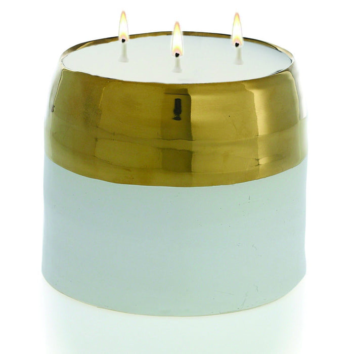 Stone Candles Decor White and Gold Claire Pot 35oz