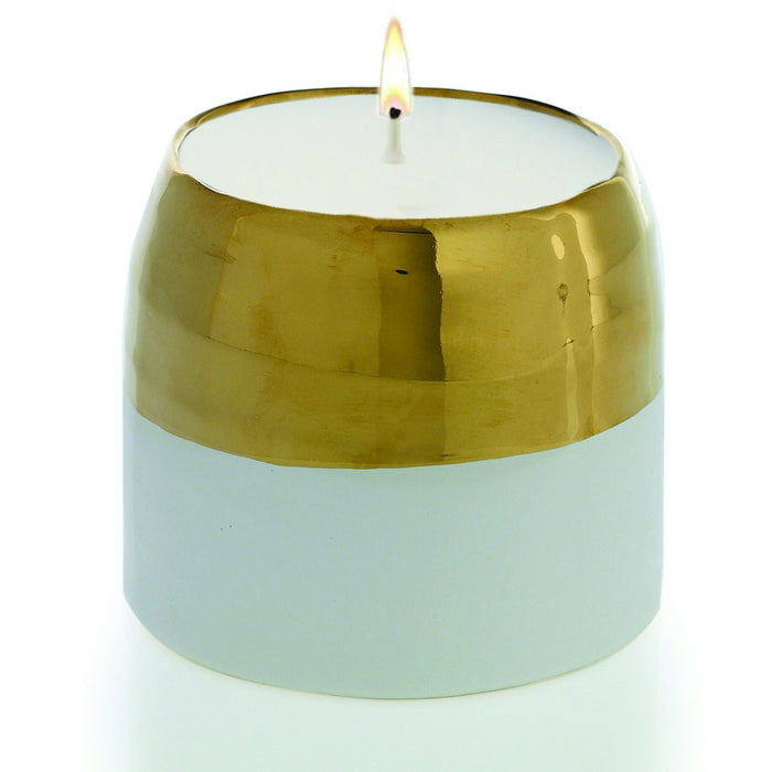 Stone Candles Decor White and Gold Claire Pot 7oz