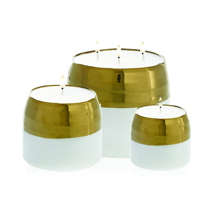 Stone Candles Decor White and Gold Claire Pot