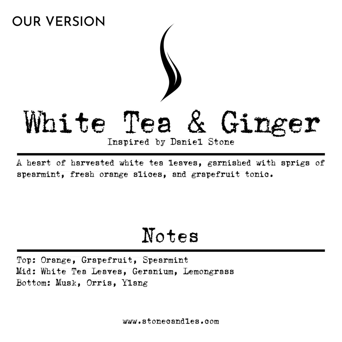 White Tea & Ginger (our version) Sample Scent Strip — Stone Candles